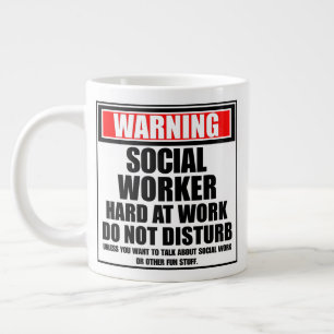 Grande Tasse Avertissement Travailleur Social Dur Au Travail Ne