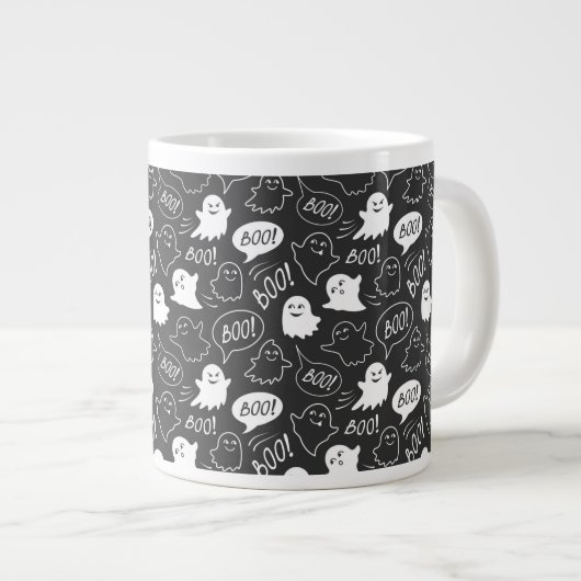 Grande Tasse B&W Cute Doodle Halloween Motif (Devant droit)