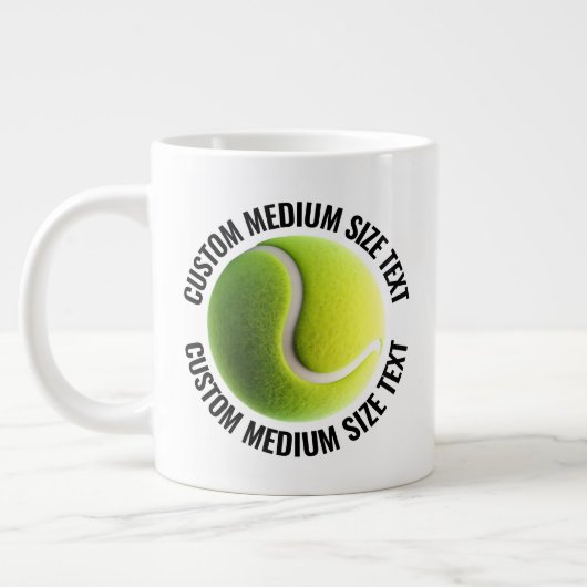 Grande Tasse Balle de Tennis Personnalisée avec Texte de Taille (Gauche)