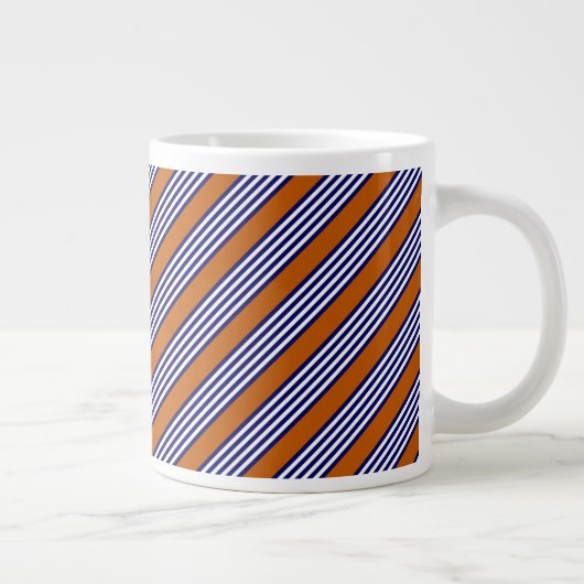Grande Tasse Bandes bleu marine et blanc avec orange brûlé (Droite)