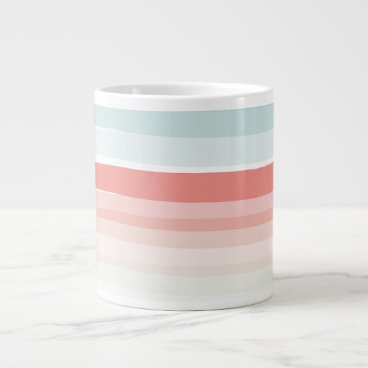 Grande Tasse Bandes estivales en corail et turquoise (Devant)
