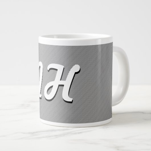 Grande Tasse Bandes minces en noir et blanc | Initiales retro-s (Devant droit)