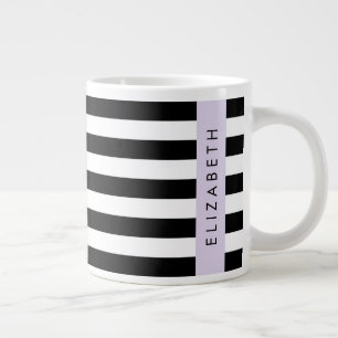 Grande Tasse Bandes noires et blanches, Gravées, Lignes, Votre