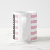 Grande Tasse Bandes Roses, Motif Gratté, Lignes, Votre Nom (Dos)