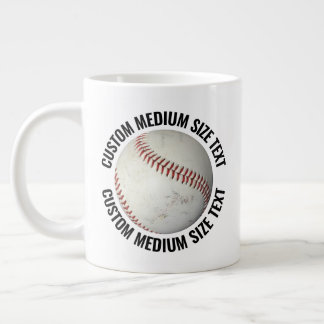 Grande Tasse Baseball personnalisé avec texte de taille moyenne
