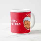 Grande Tasse Basket Ball Red Santa Hat Joyeux Noël (Devant droit)