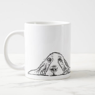 Grande Tasse basset hound noir blanc yeux de chiot simple