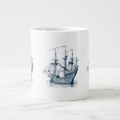 Grande Tasse Bateau à voile bleu marine (Devant)