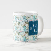 Grande Tasse Bateau à voile couleur marine avec Motif Palm Tree (Devant droit)