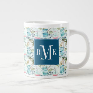 Grande Tasse Bateau à voile couleur marine avec Motif Palm Tree
