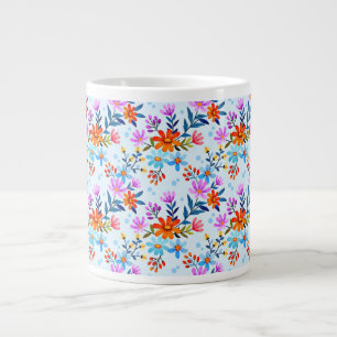 Grande Tasse Beaux motifs de fleurs et de feuilles-6587