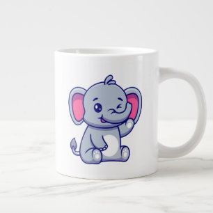 Grande Tasse Bébé éléphant mignon assis dessin animé-23800