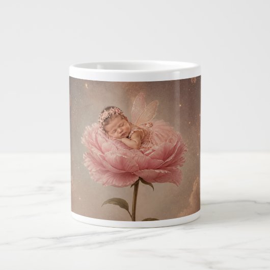 Grande Tasse Bébé endormi fleur rose (Devant)