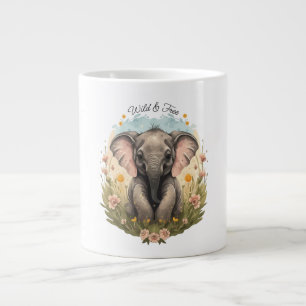Grande Tasse Bébé mignon Eléphant Calf Fleur sauvage Wanderlust