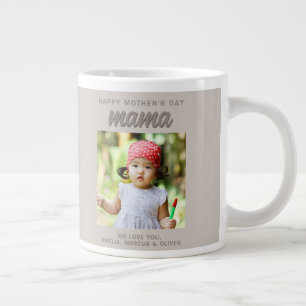 Grande Tasse Beige moderne maman Enfants Photo Fête des mères