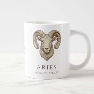 Grande Tasse Bélier Zodiaque Nom Personnalisé & Date de Naissan