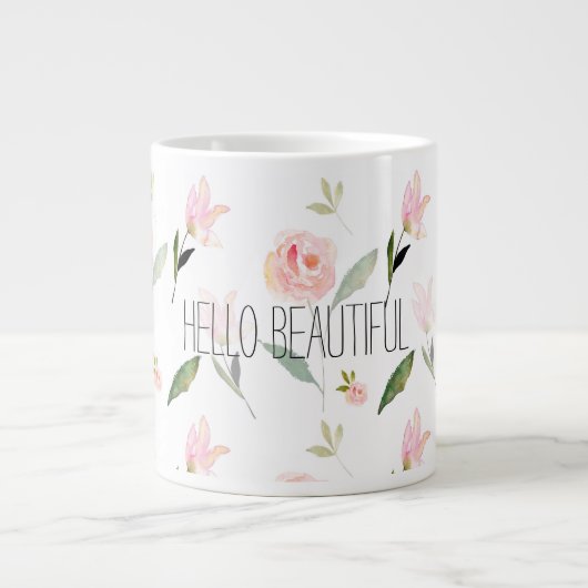 Grande Tasse Belle aquarelle florale (Devant)