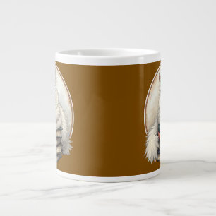 Grande Tasse Belle Chat Blanc Perché Sur Livres Boug Spécialité