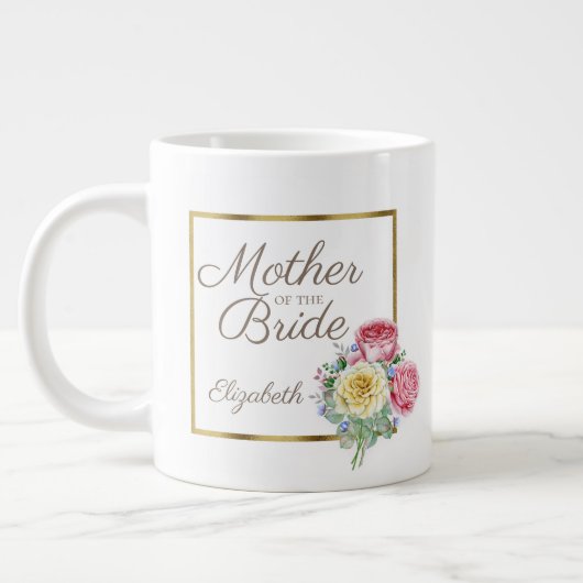 Grande Tasse Belle mariée florale rose et jaune (Gauche)