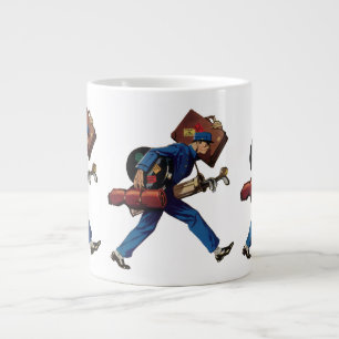 Grande Tasse Bellhop vintage en Uniform, Suitcase et Golf Club