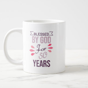Grande Tasse Béni par Dieu pendant 50 ans, design pour 50e anni