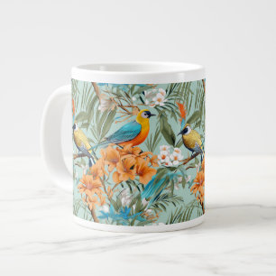 Grande Tasse Birds Chinoiserie Mint Orange
