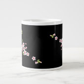 Grande Tasse Black avec rose et vert cerisier en fleurs Sakura (Devant)