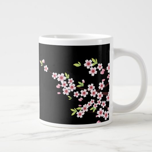 Grande Tasse Black avec rose et vert cerisier en fleurs Sakura (Droite)