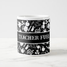 Black White école Fournitures Motif EnseignantÉtud