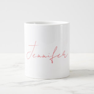 Grande Tasse Blanc Plaque moderne écriture manuscrite Votre nom