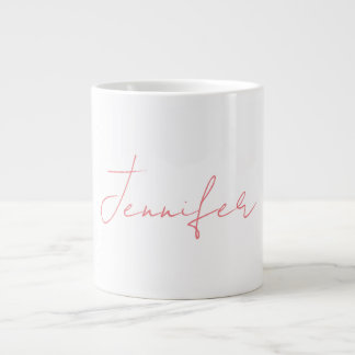 Grande Tasse Blanc Plaque moderne écriture manuscrite Votre nom