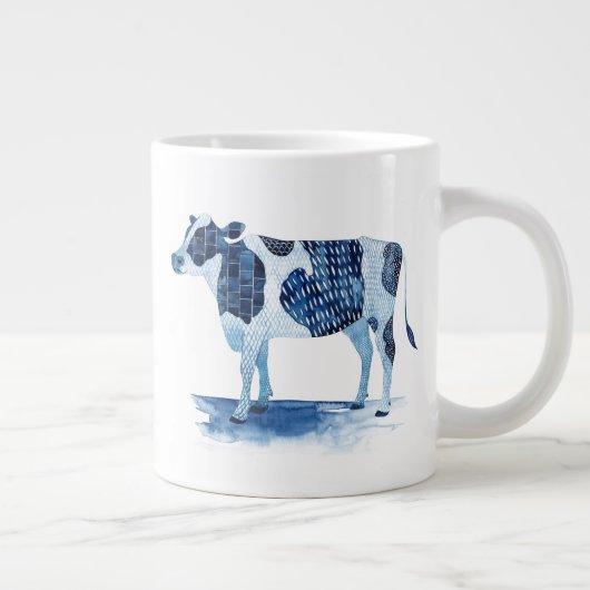 Grande Tasse Bleu de cobalt Animaux de ferme - Vache (Droite)