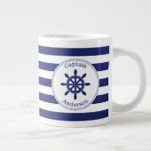 Grande Tasse Bleu de la roue du capitaine nautique (Droite)