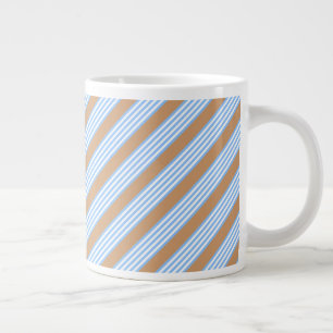 Grande Tasse Bleu et blanc cinq bandes motif avec bronze