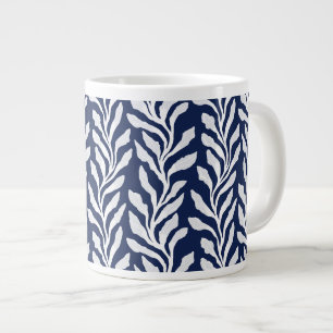 Grande Tasse Bleu marine côtier moderne feuilles organiques