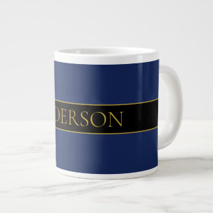 Grande Tasse Bleu marine & Or Nom Nom de famille ou entreprise
