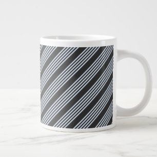 Grande Tasse Bleu pâle et charbon de bois cinq bandes motif