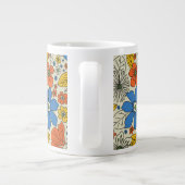 Grande Tasse Bleu rétro, Jaune & Orange Floral (Dos)