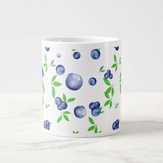 Grande Tasse Bleuets, aquarelle bleuté, art des fruits    (Devant)