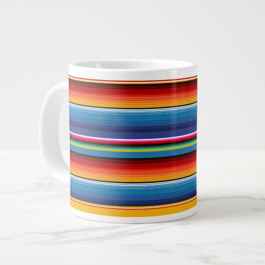 Grande Tasse Blue Gold Red Sarape mexicaine (Devant gauche)