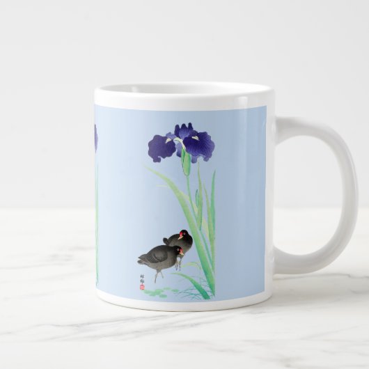 Grande Tasse Blue Irises and Moorhens par Ohara Koson (Droite)