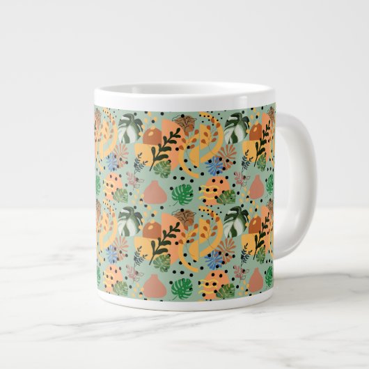 Grande Tasse boho abstract tropical pattern -minimal leaf desig (Devant droit)
