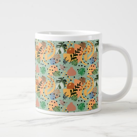 Grande Tasse boho abstract tropical pattern -minimal leaf desig (Droite)
