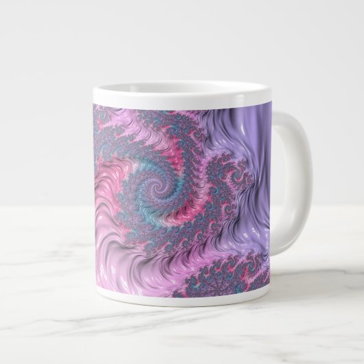 Grande Tasse Boho coloré Hippie Trippy Super Pastel Fractal (Devant droit)
