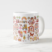 Grande Tasse Boho Daisy Fleurs Retro Super Floral design (Devant droit)
