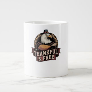Grande Tasse Bold Eagle Head Thankful & Free Vintage Graphic