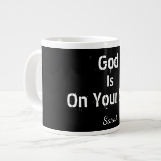 Grande Tasse Bold Modern Black Name Faith God Is On Your Side 