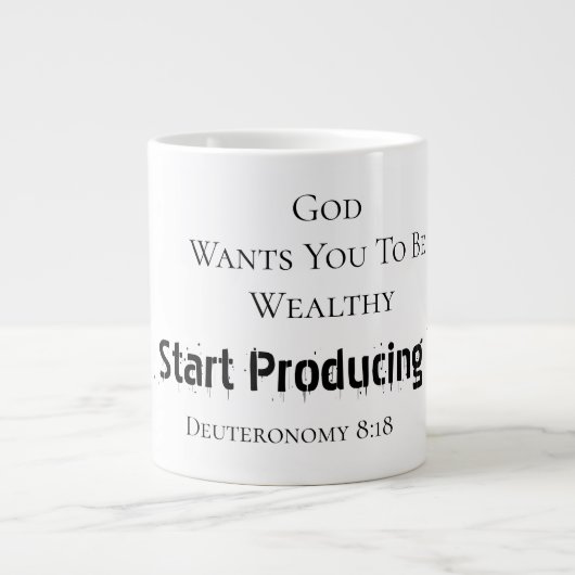 Grande Tasse Bold Modern "God wants you to be wealthy" Faith  (Devant)