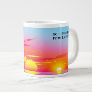 Grande Tasse Bon Matin Paradis Plage Exotique Coucher de Soleil