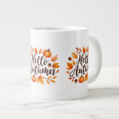 Grande Tasse Bonjour Script d'automne (Devant droit)